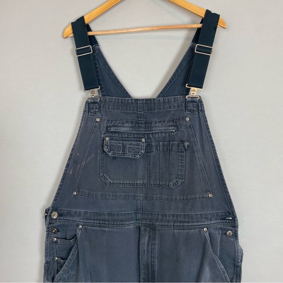 Duluth Bib Overalls Destroyed Men Distressed Gray Men Cargo 42x30 Cotton Work - Picture 3 of 15